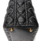 Handbag Large Lady Dior Zip Black Cannage Lambskin Leather