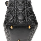 Handbag Large Lady Dior Zip Black Cannage Lambskin Leather