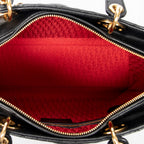 Handbag Large Lady Dior Zip Black Cannage Lambskin Leather