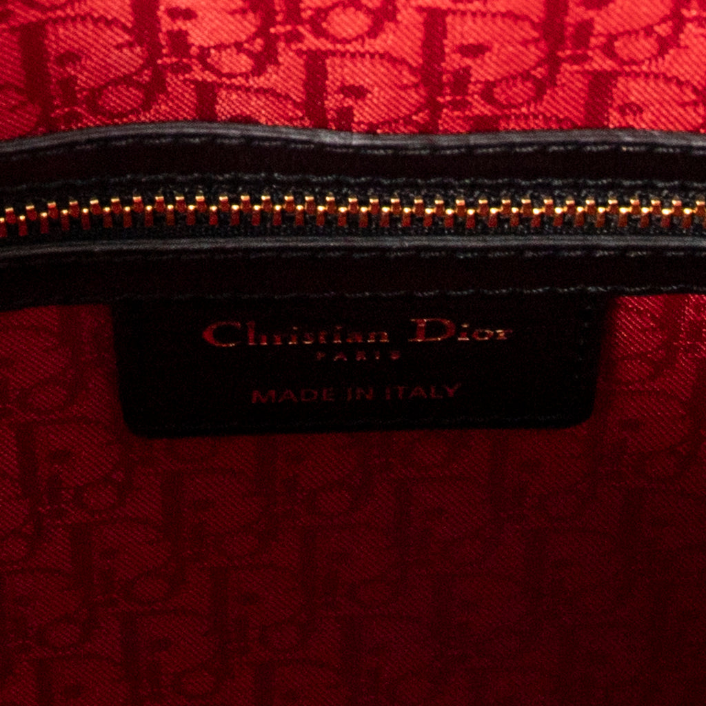 Handbag Large Lady Dior Zip Black Cannage Lambskin Leather