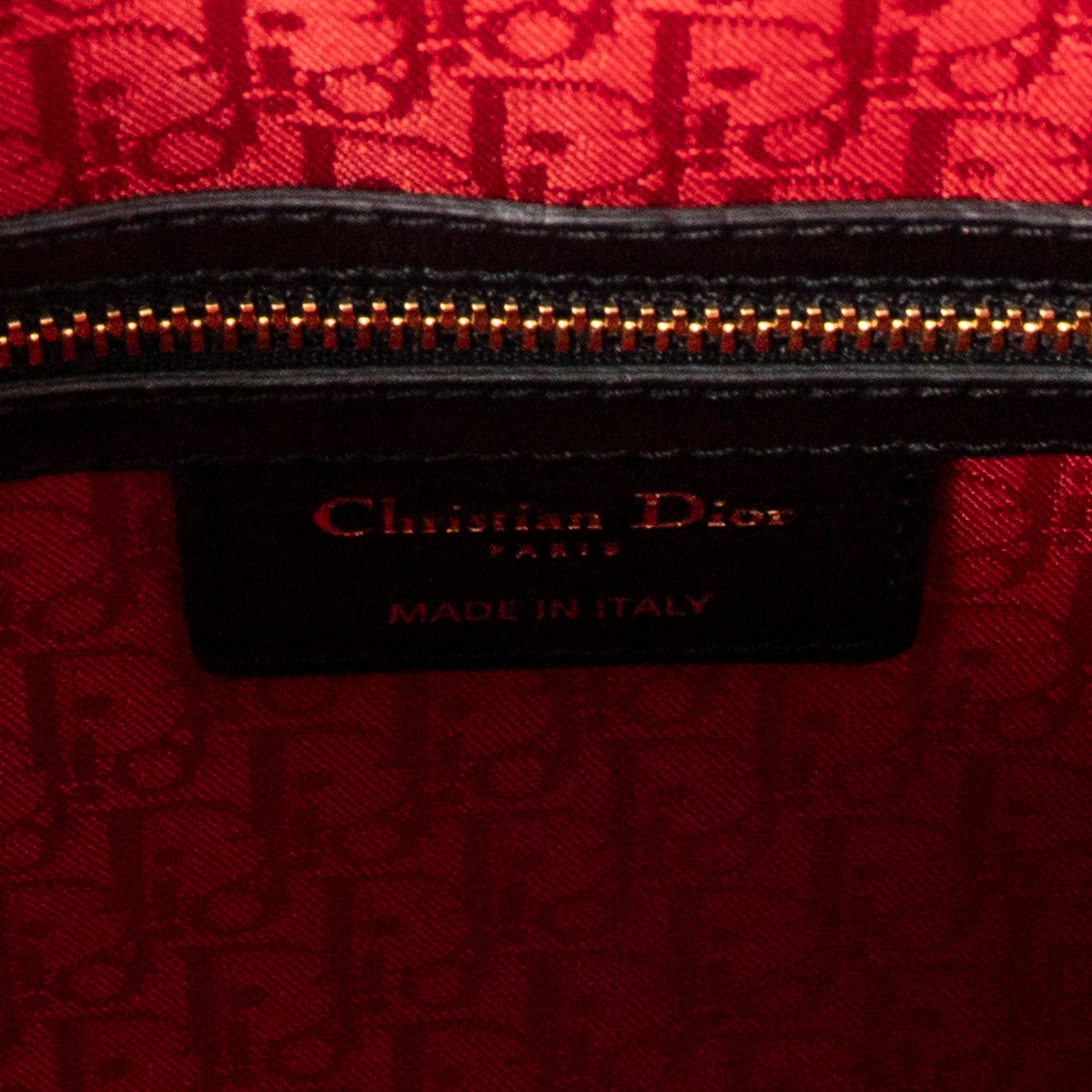 Handbag Large Lady Dior Zip Black Cannage Lambskin Leather