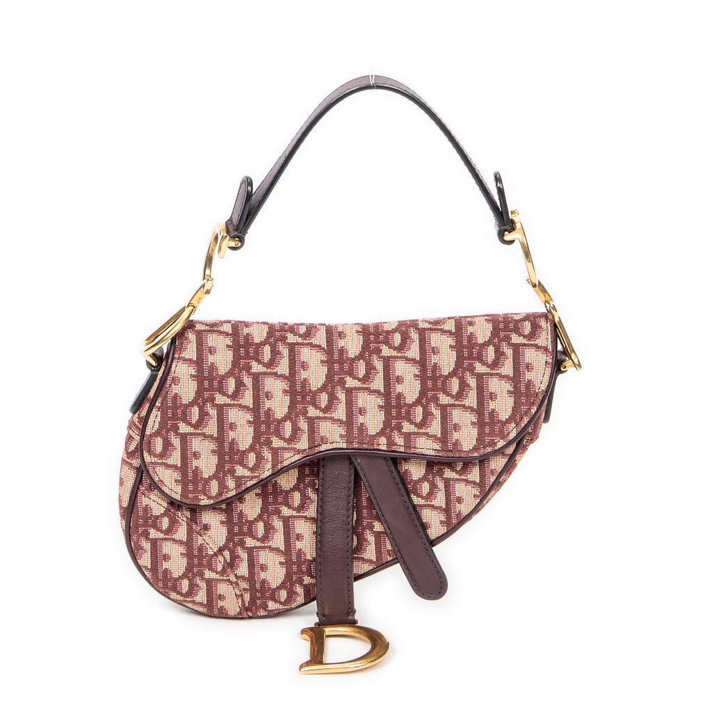 Handbag Mini Saddle Bag Beige Oblique Jacquard Canvas