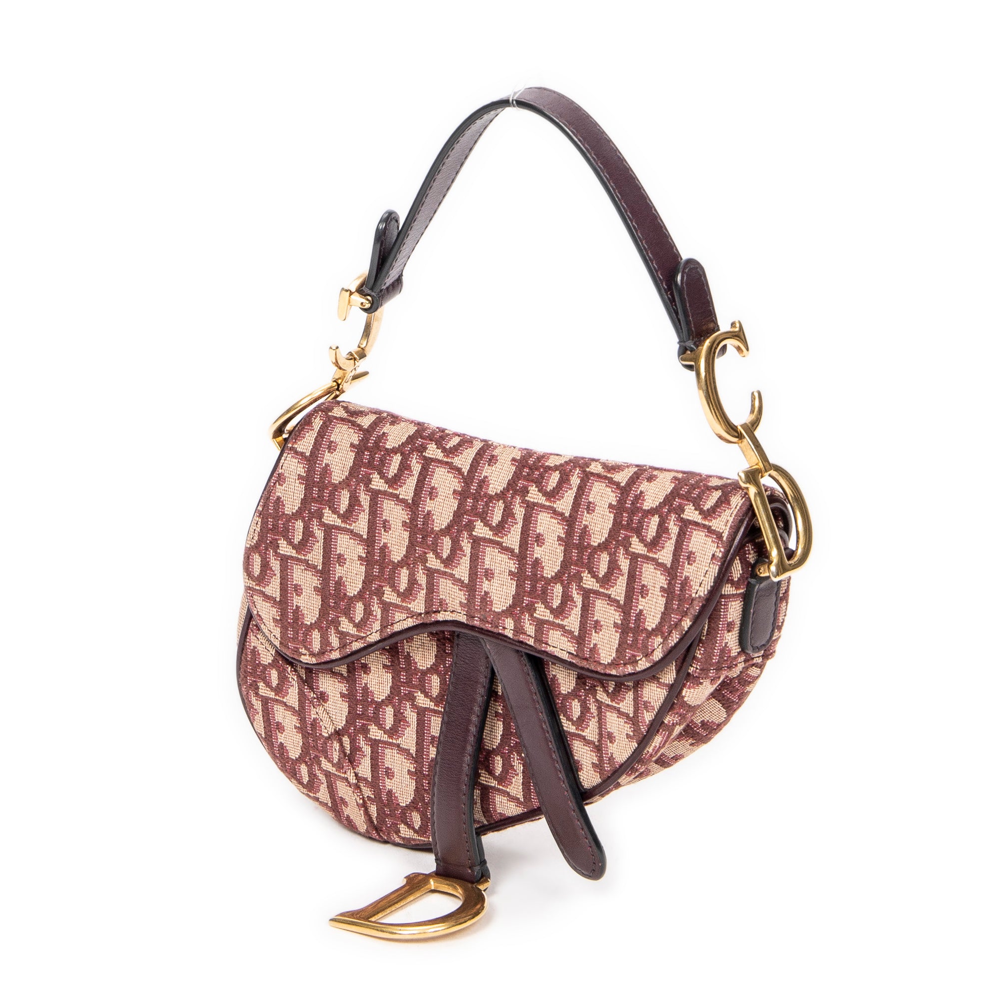 Handbag Mini Saddle Bag Beige Oblique Jacquard Canvas