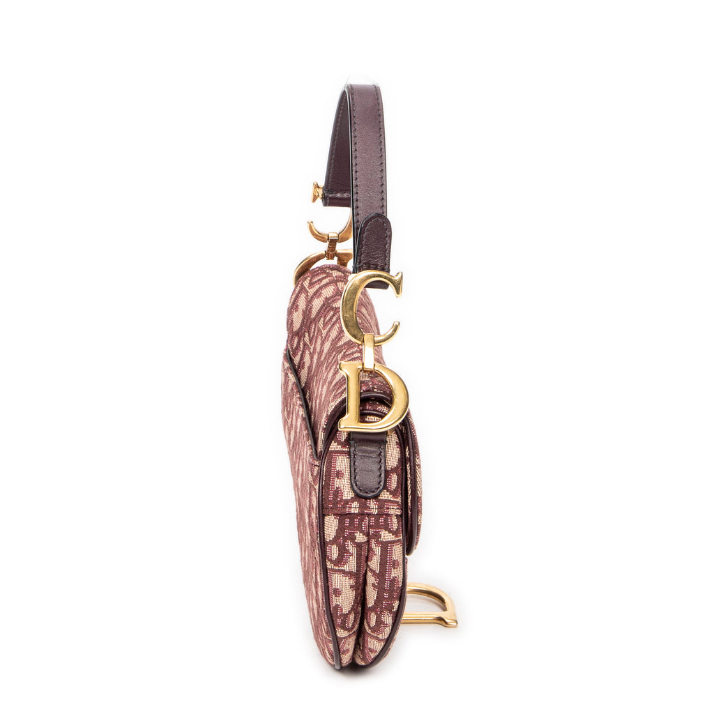Handbag Mini Saddle Bag Beige Oblique Jacquard Canvas