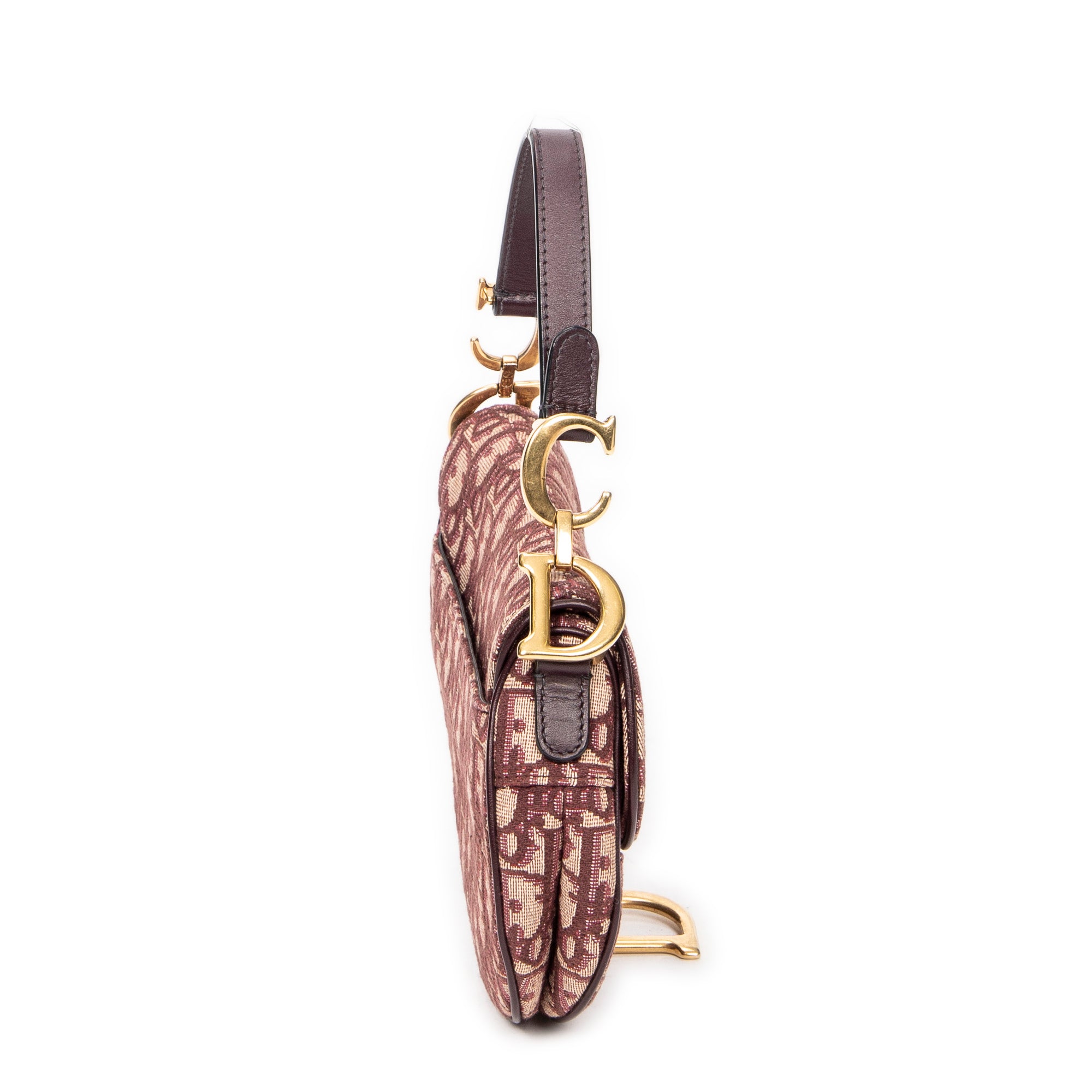 Handbag Mini Saddle Bag Beige Oblique Jacquard Canvas