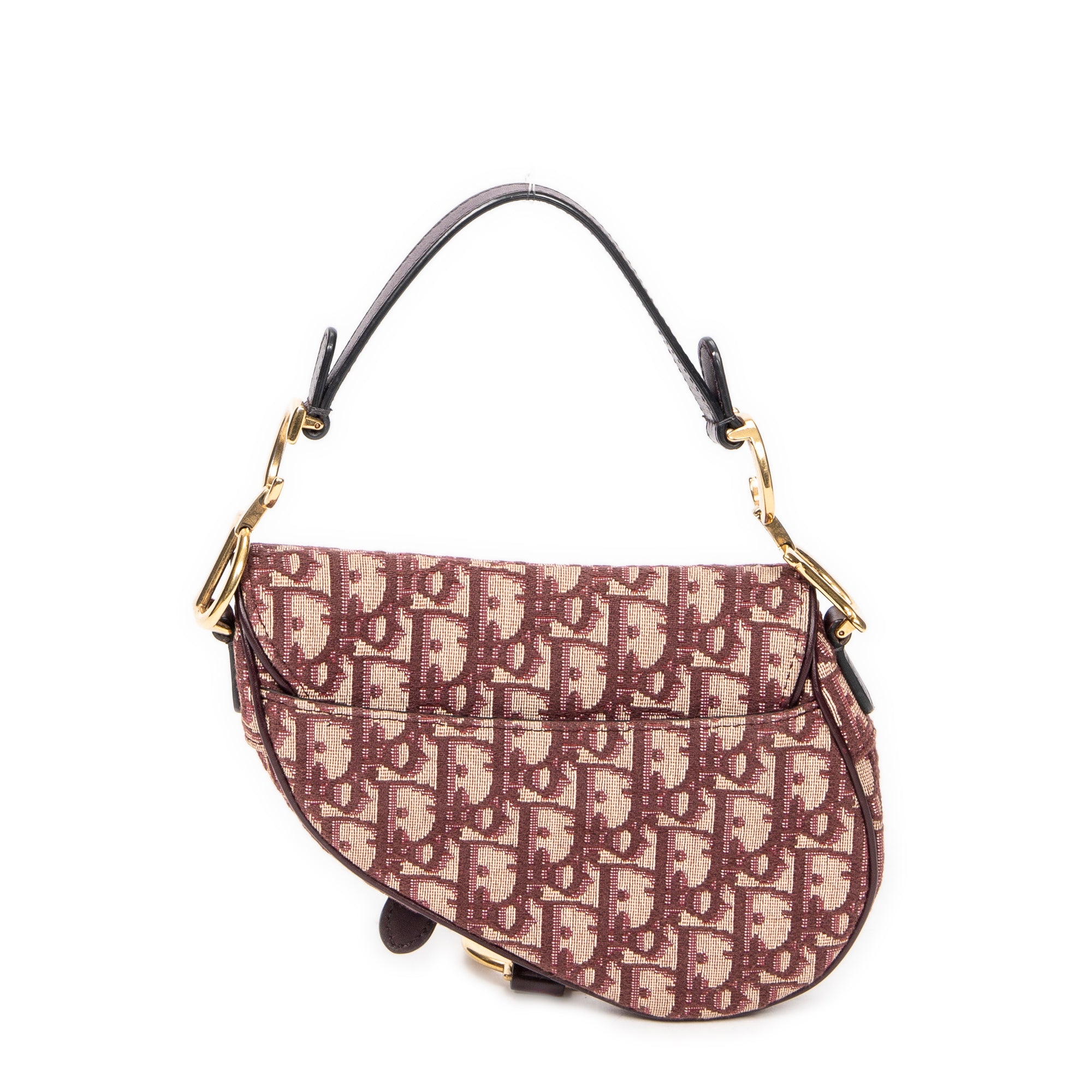 Handbag Mini Saddle Bag Beige Oblique Jacquard Canvas