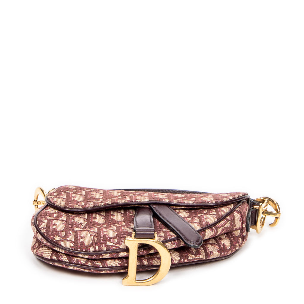 Handbag Mini Saddle Bag Beige Oblique Jacquard Canvas