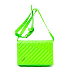 Shoulder Bag Car Flap Green Embossed Leather