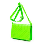 Shoulder Bag Car Flap Green Embossed Leather