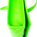 Shoulder Bag Car Flap Green Embossed Leather