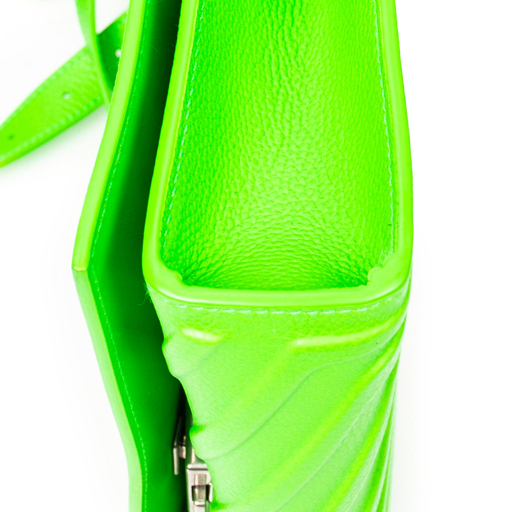 Shoulder Bag Car Flap Green Embossed Leather