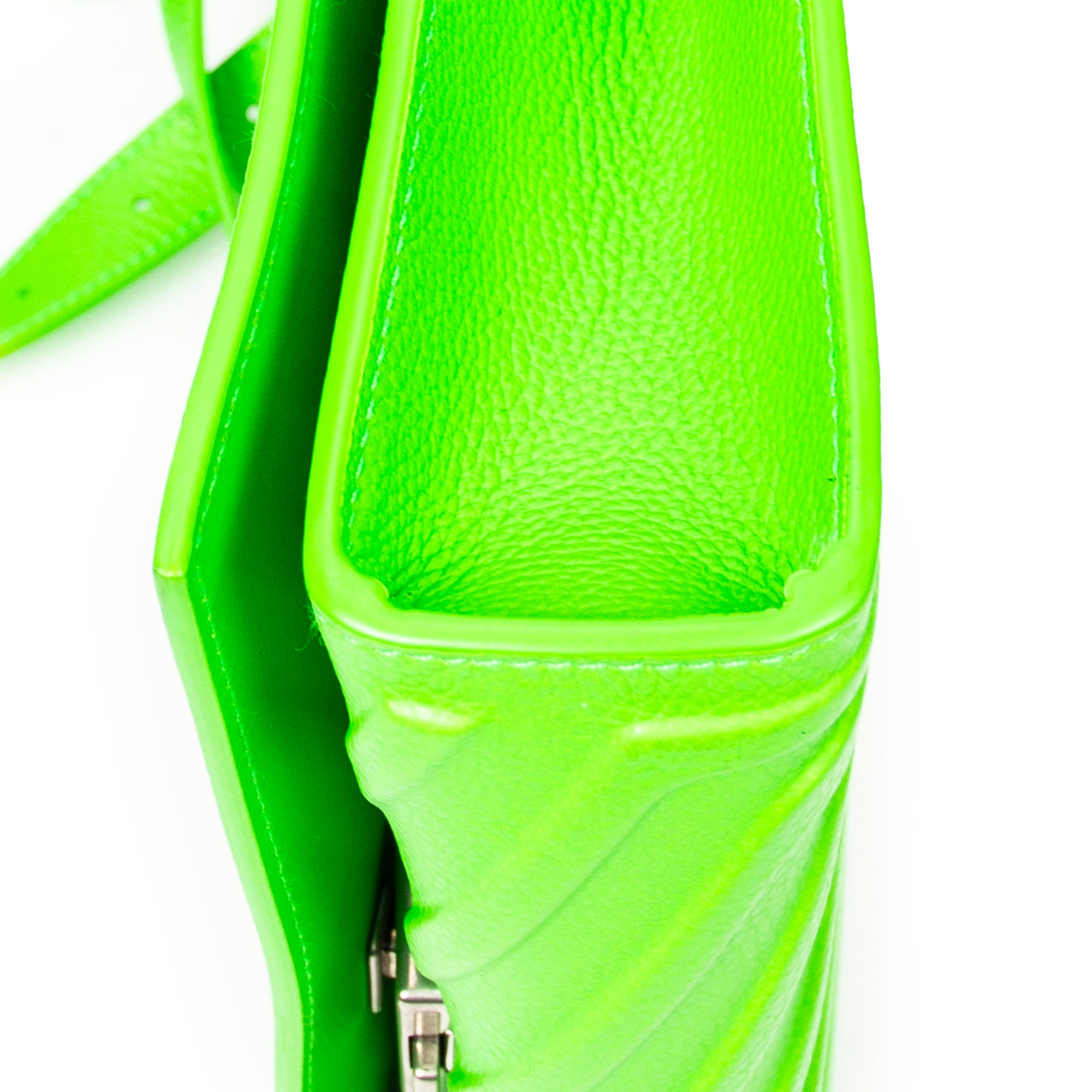 Shoulder Bag Car Flap Green Embossed Leather