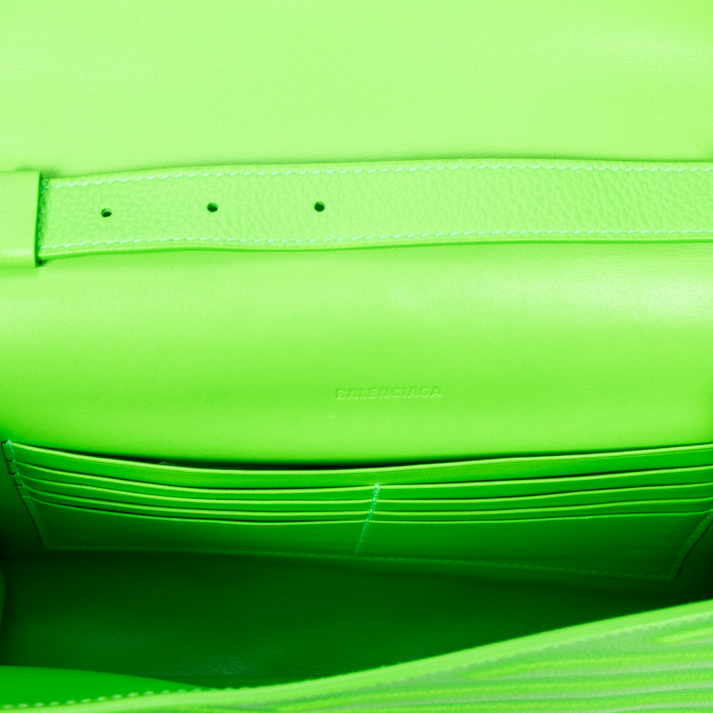 Shoulder Bag Car Flap Green Embossed Leather
