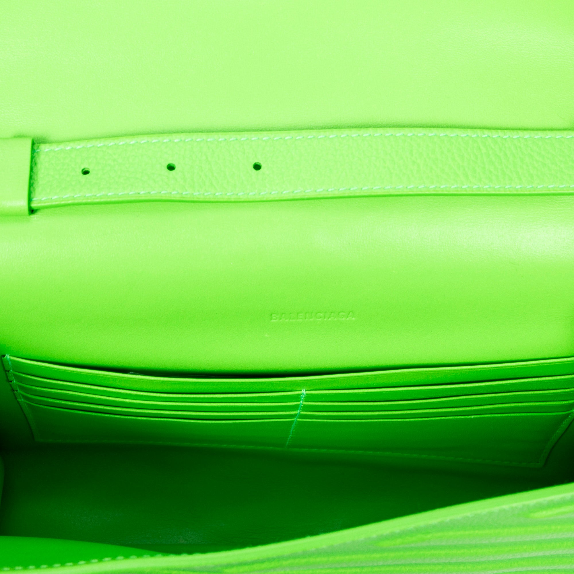 Shoulder Bag Car Flap Green Embossed Leather