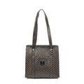 Shoulder Bag Zip Shopping Tote Brown Macadam Coated Canvas
