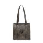 Shoulder Bag Zip Shopping Tote Brown Macadam Coated Canvas