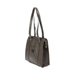 Shoulder Bag Zip Shopping Tote Brown Macadam Coated Canvas