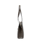 Shoulder Bag Zip Shopping Tote Brown Macadam Coated Canvas