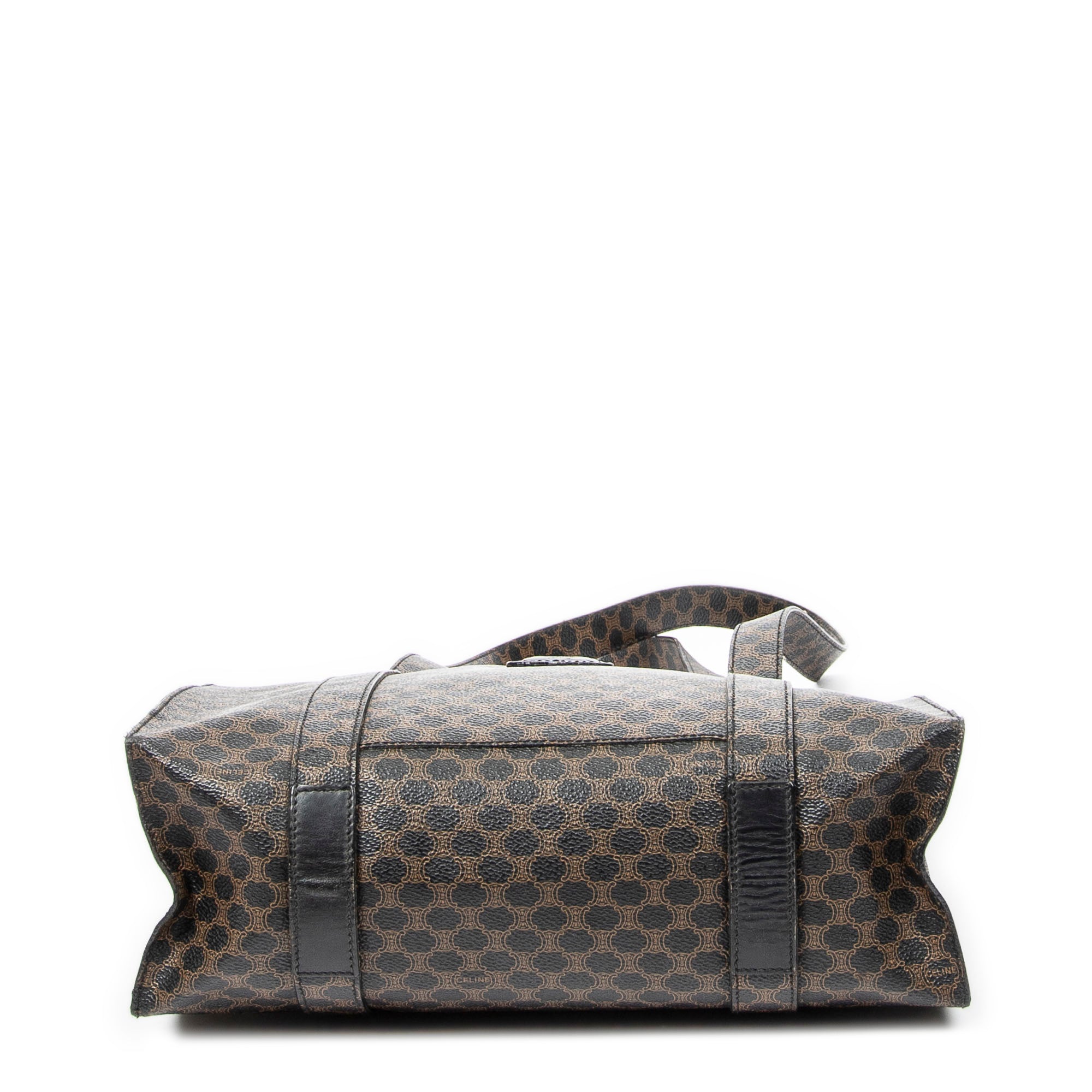 Shoulder Bag Zip Shopping Tote Brown Macadam Coated Canvas