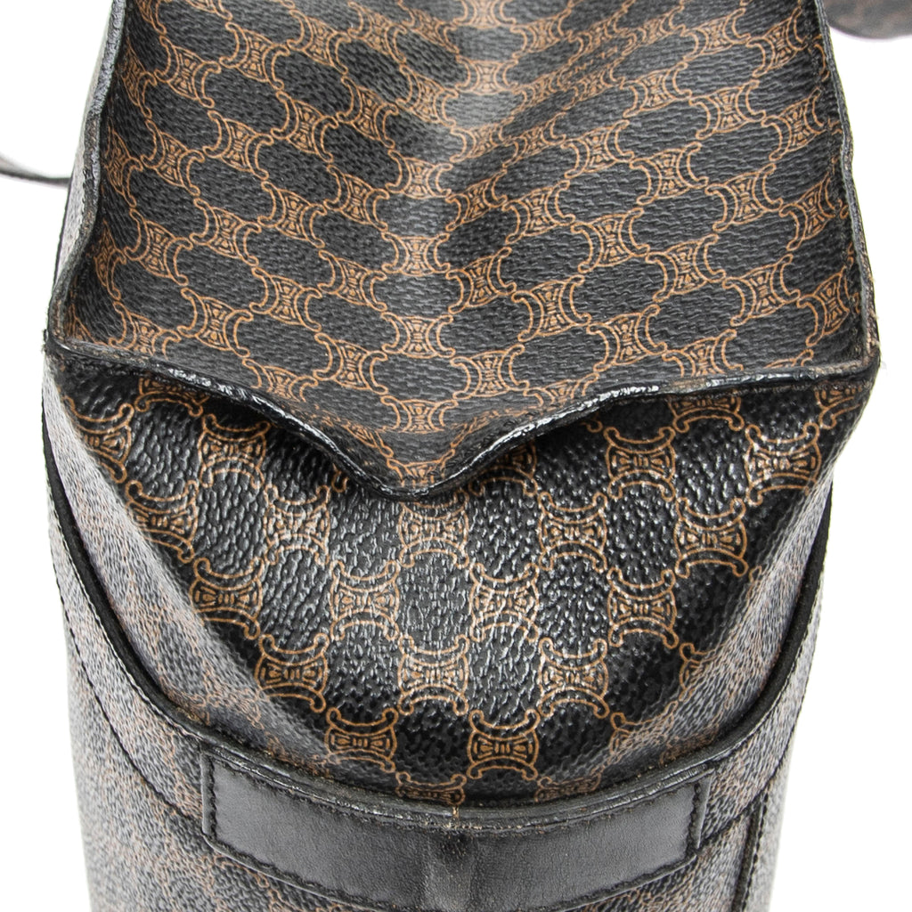 Shoulder Bag Zip Shopping Tote Brown Macadam Coated Canvas