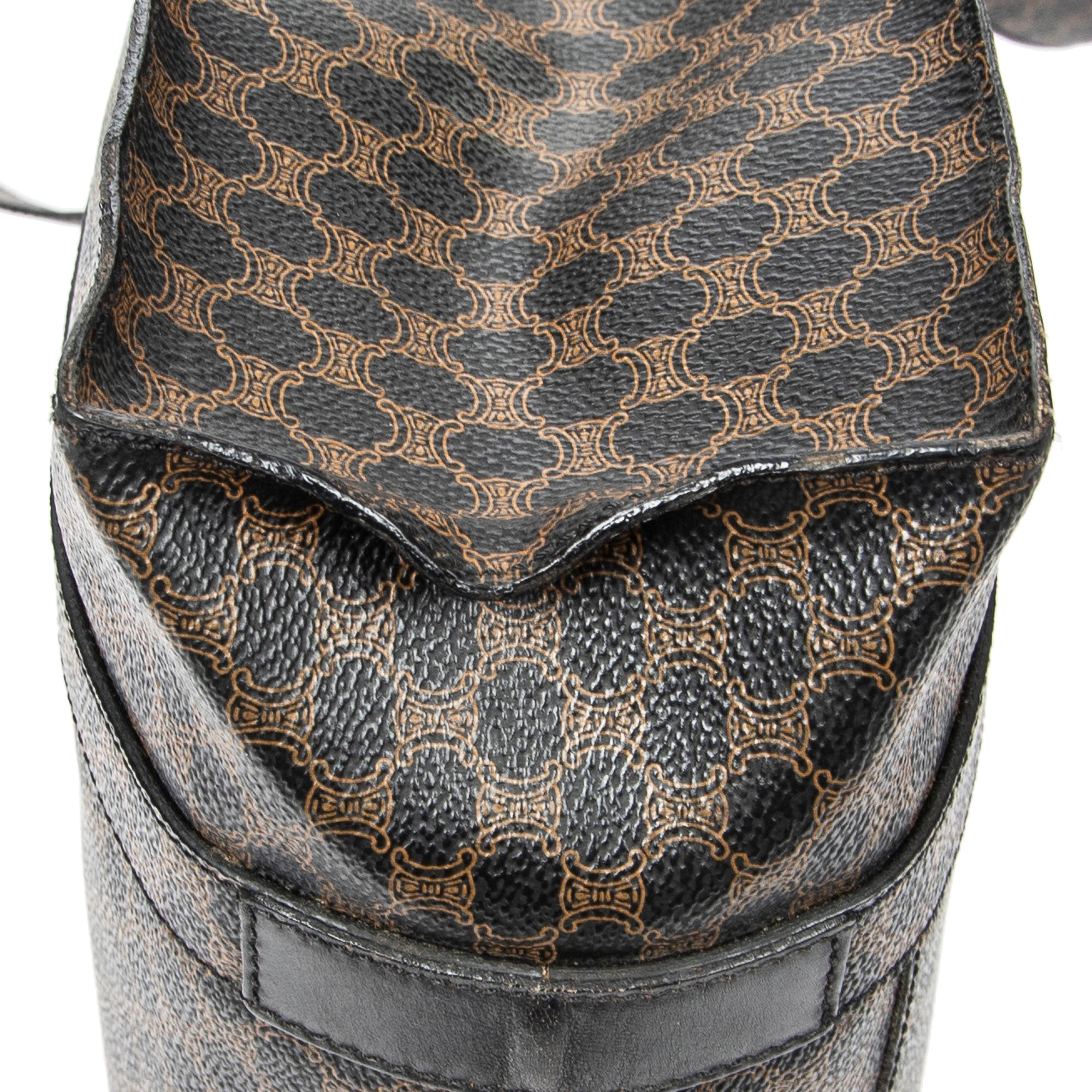Shoulder Bag Zip Shopping Tote Brown Macadam Coated Canvas