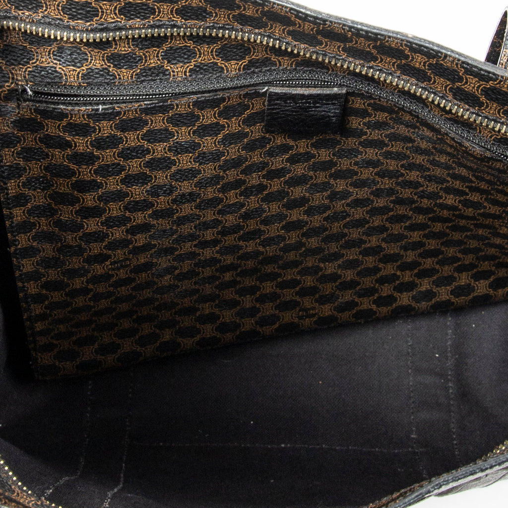 Shoulder Bag Zip Shopping Tote Brown Macadam Coated Canvas