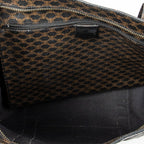 Shoulder Bag Zip Shopping Tote Brown Macadam Coated Canvas