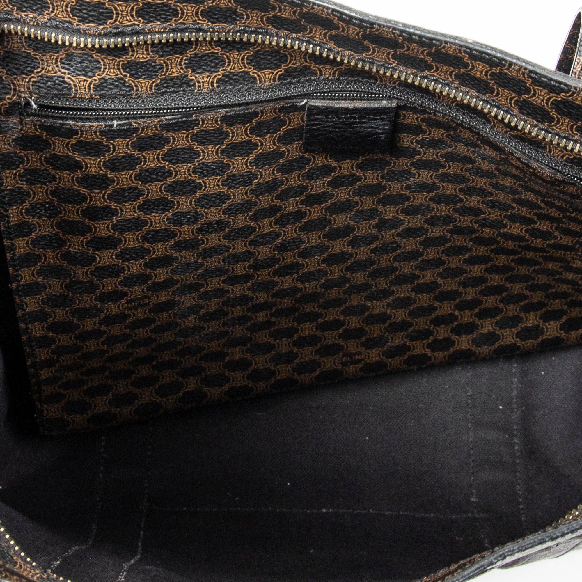 Shoulder Bag Zip Shopping Tote Brown Macadam Coated Canvas