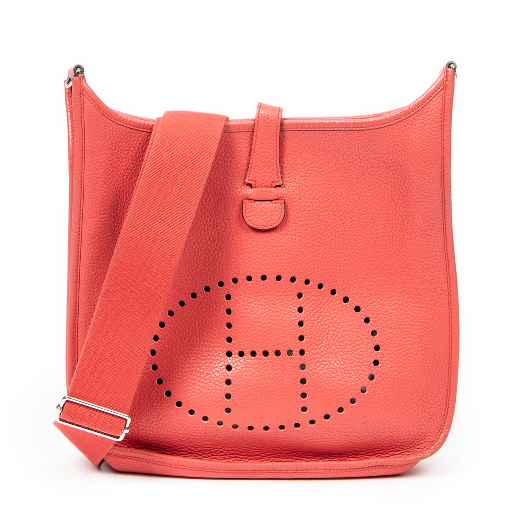 Shoulder Bag Evelyne III GM Rouge Pivoine Togo Leather