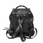 Backpack Small Bamboo Tassel Backpack Black Grained Leather