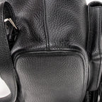 Backpack Small Bamboo Tassel Backpack Black Grained Leather