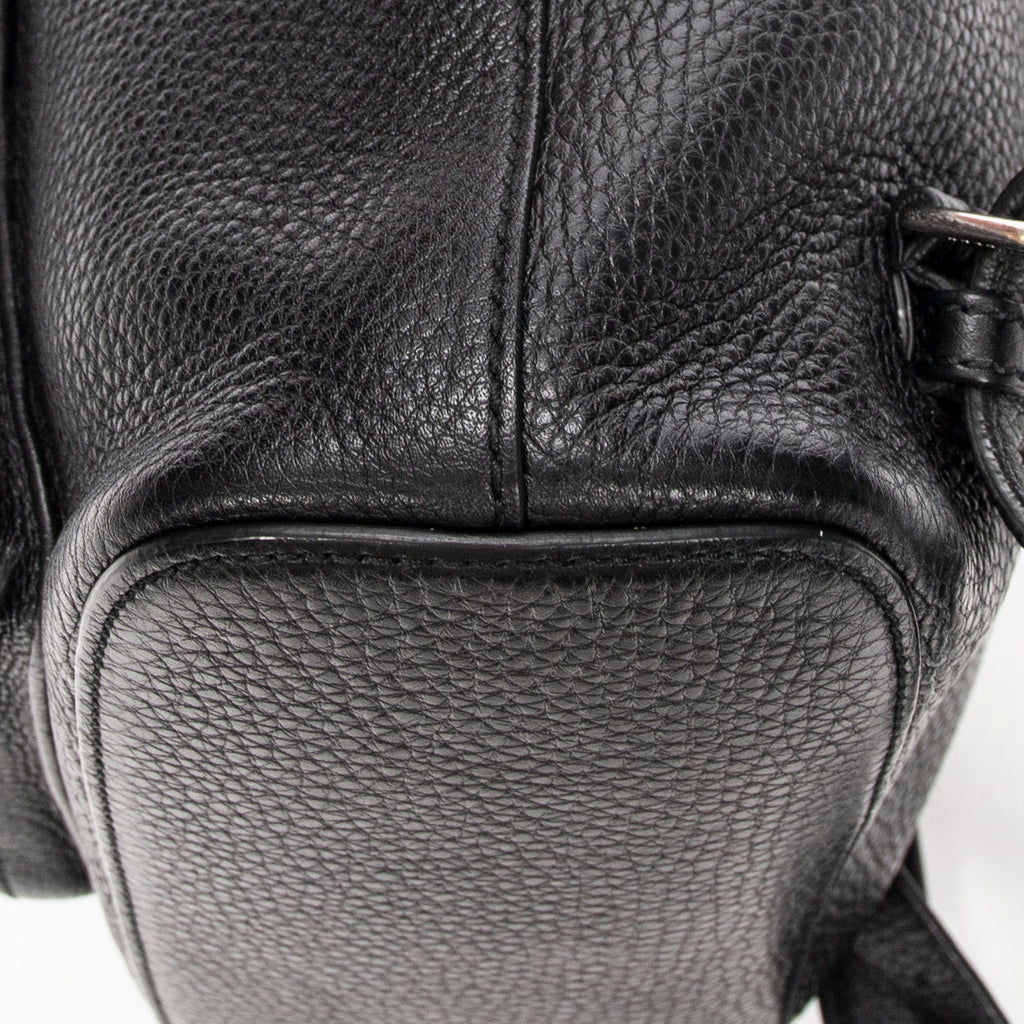 Backpack Small Bamboo Tassel Backpack Black Grained Leather