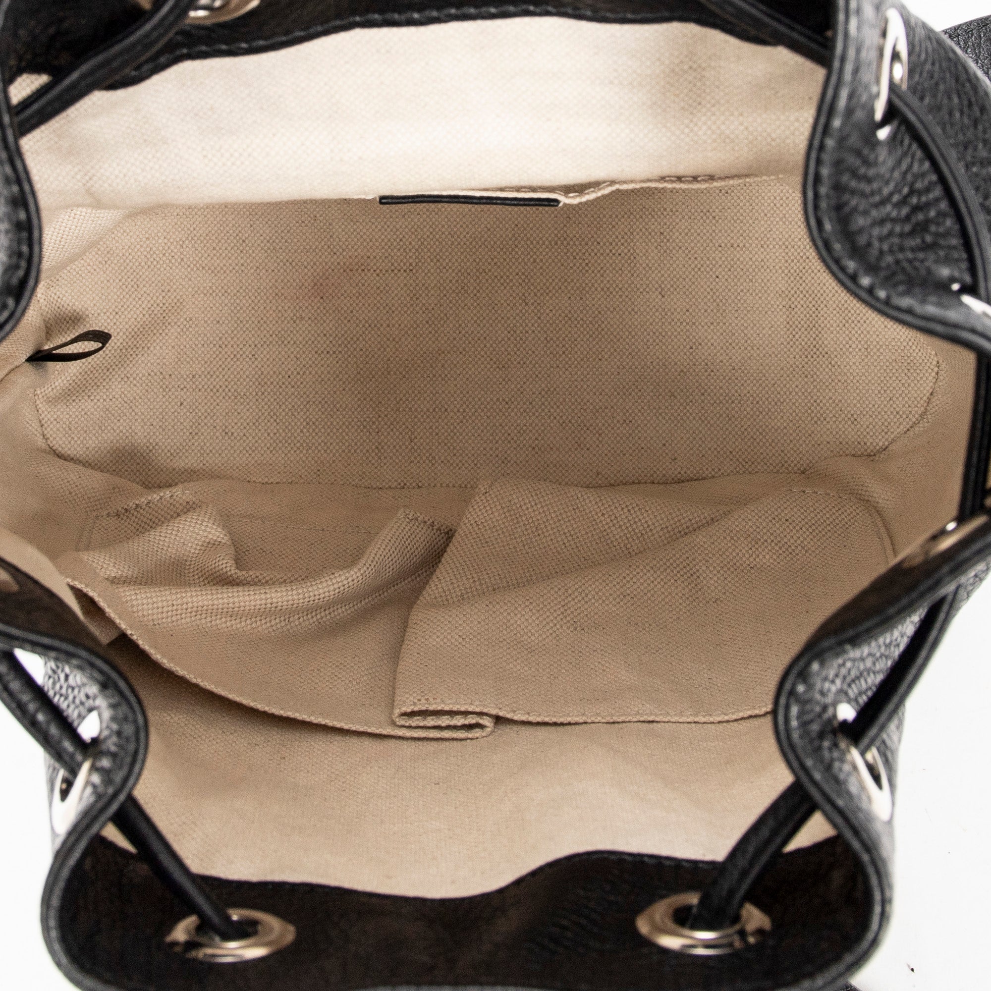 Backpack Small Bamboo Tassel Backpack Black Grained Leather