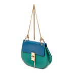 Shoulder Bag Small Bicolor Drew Blue Grained Calfskin Leather