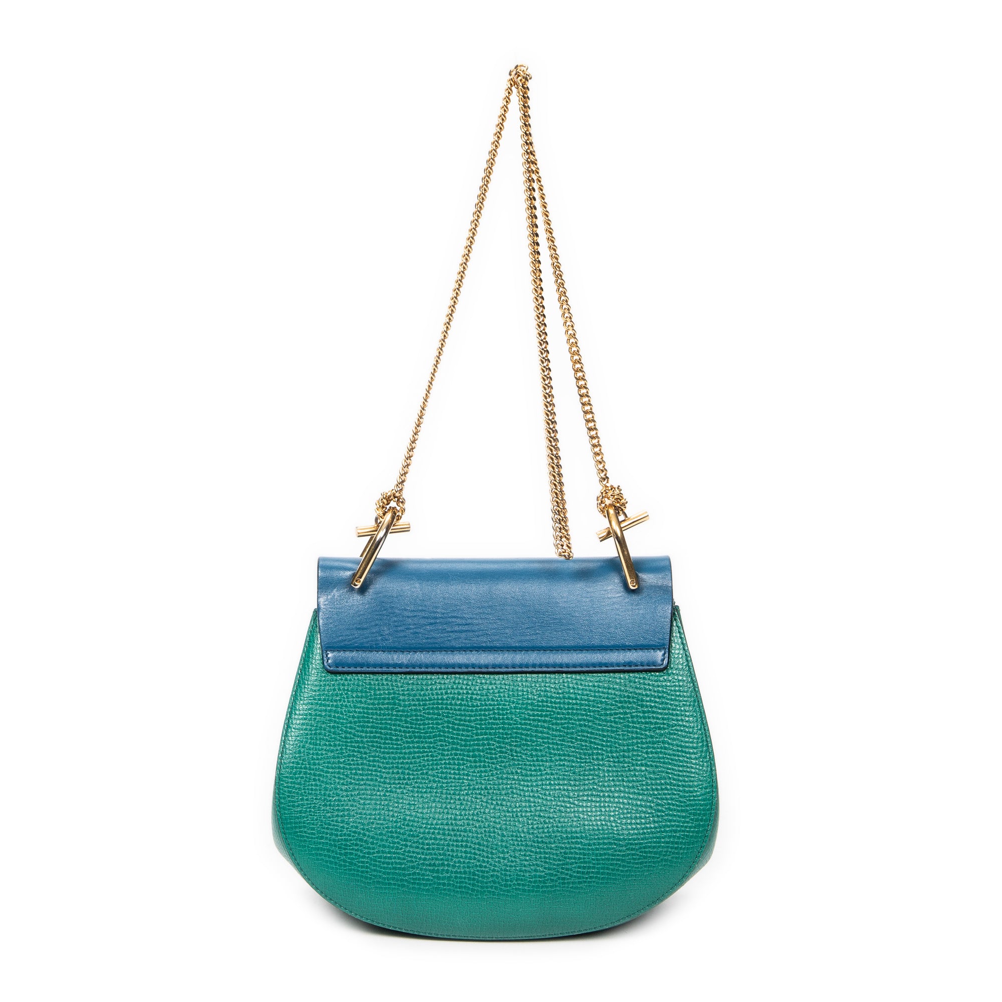 Shoulder Bag Small Bicolor Drew Blue Grained Calfskin Leather