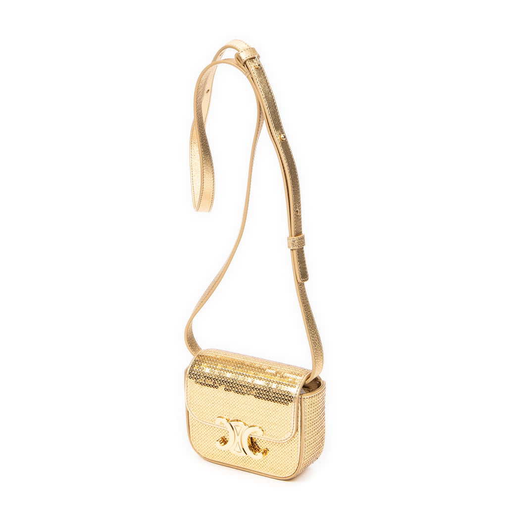 Shoulder Bag Rare Ltd. Ed. Mini Triomphe Crossbody Gold Sequin Canvas