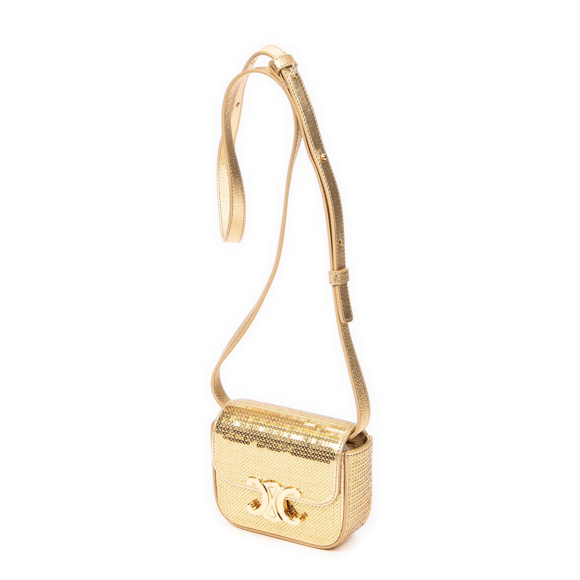 Shoulder Bag Rare Ltd. Ed. Mini Triomphe Crossbody Gold Sequin Canvas