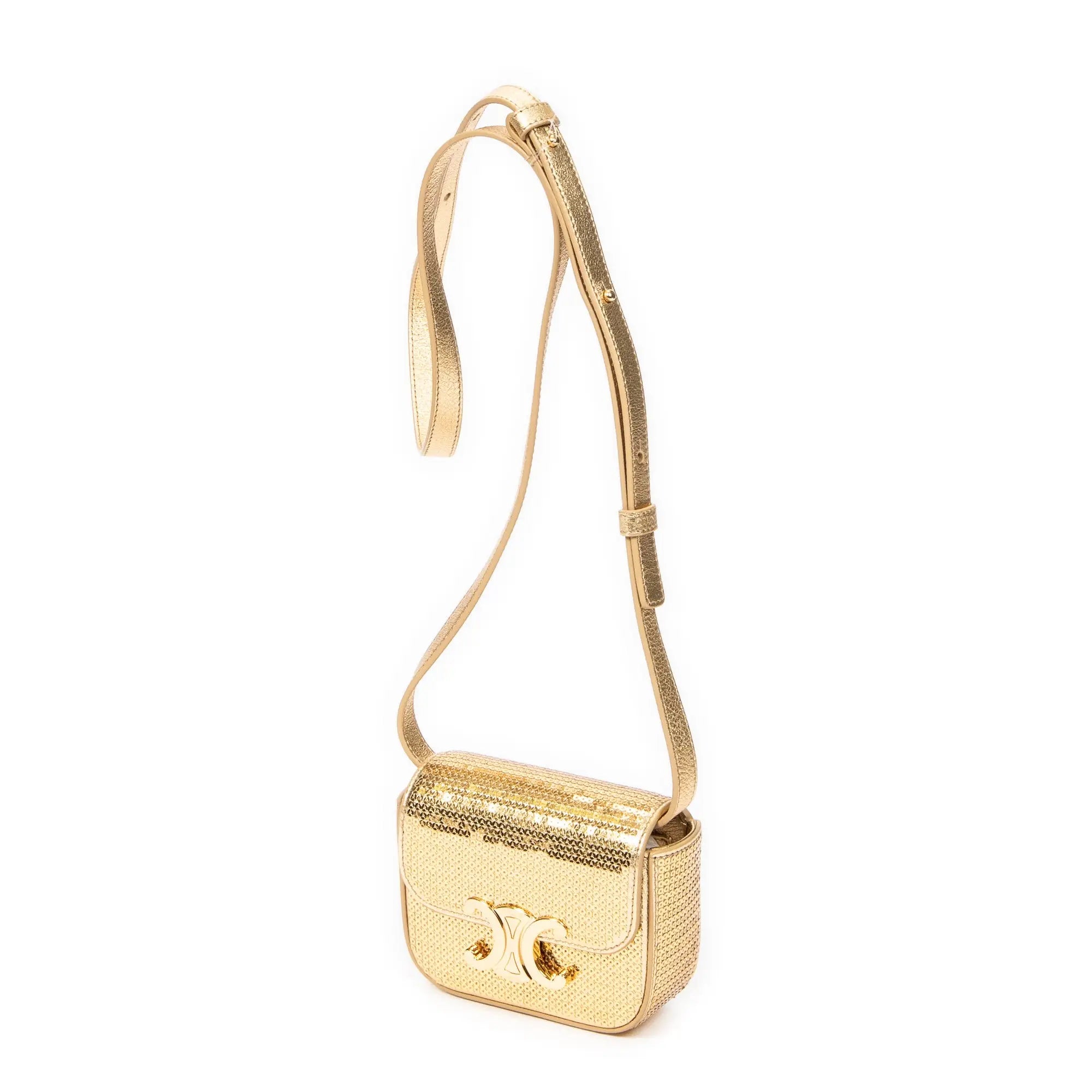 Shoulder Bag Rare Ltd. Ed. Mini Triomphe Crossbody Gold Sequin Canvas