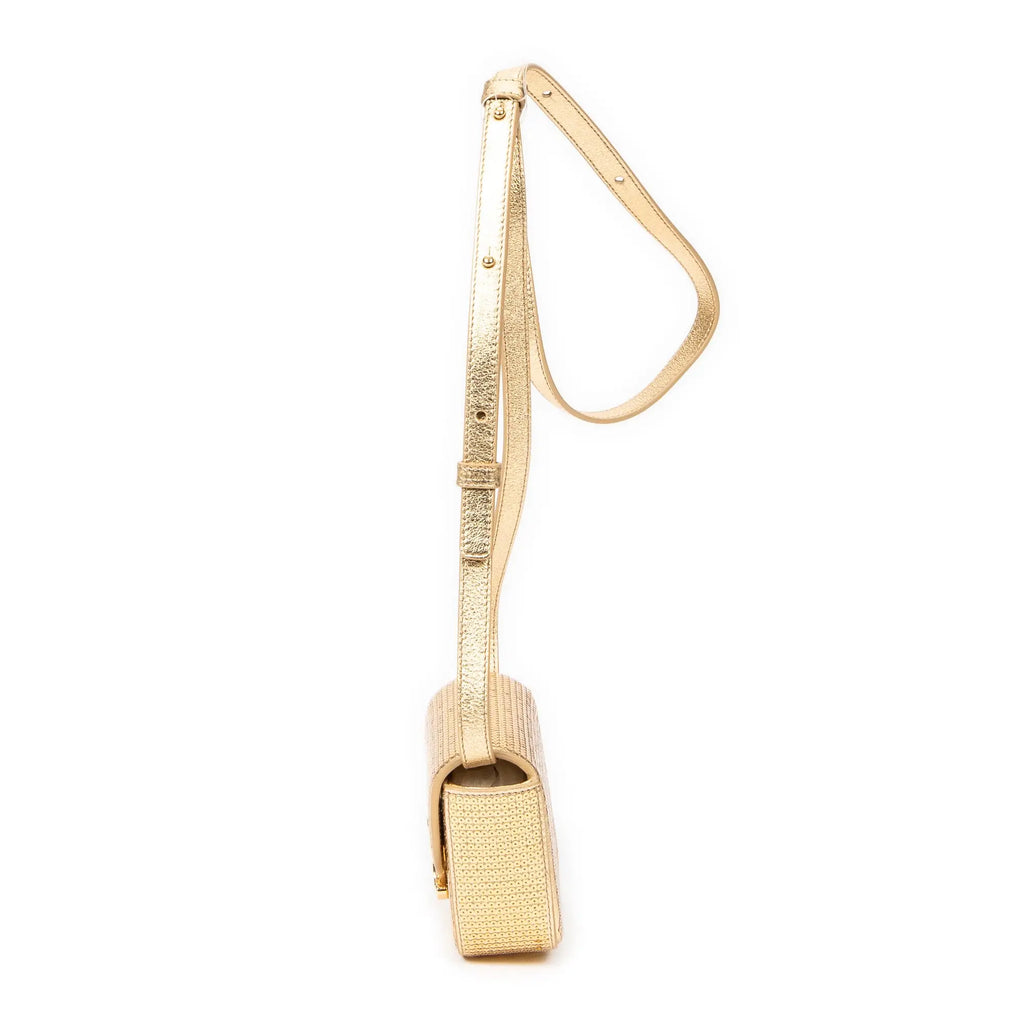 Bandolera Ed. Ltda. Rara Mini Triomphe Lentejuelas Doradas de Lona