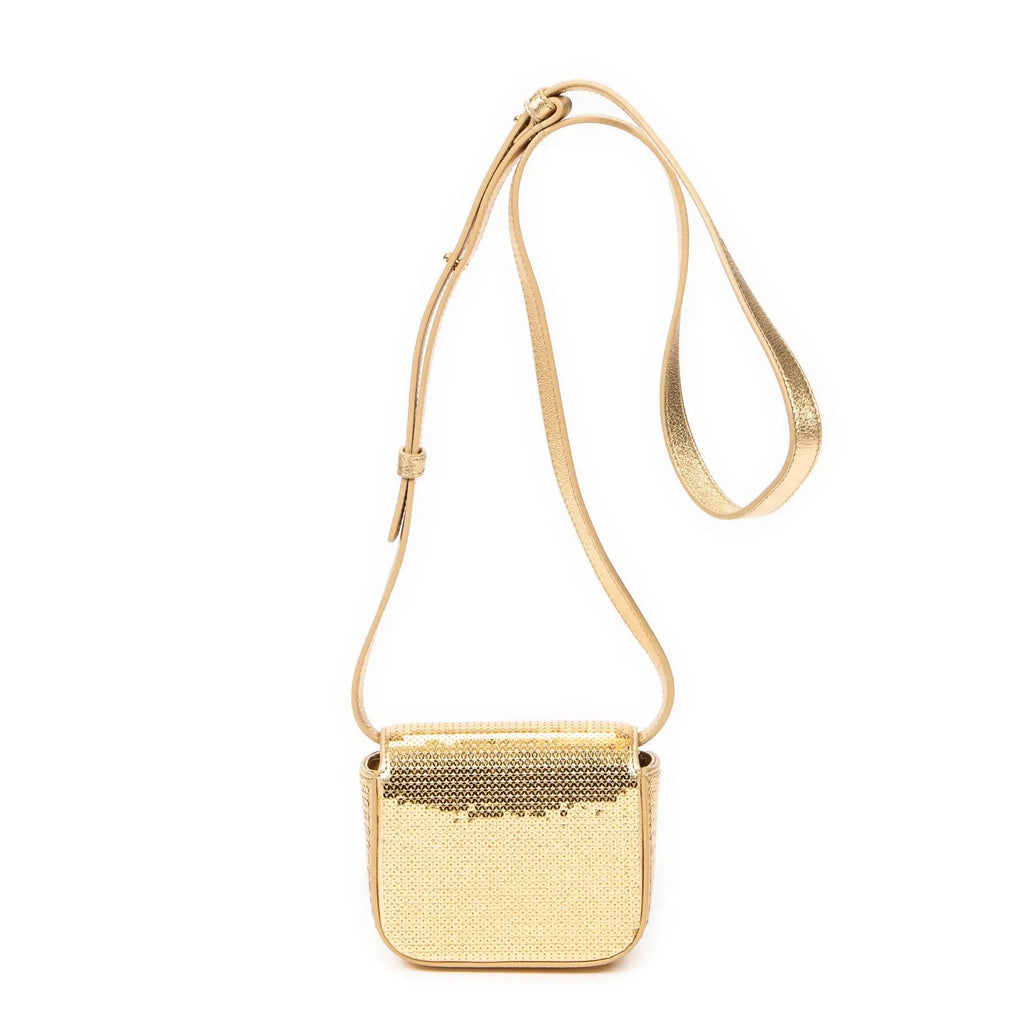 Bandolera Ed. Ltda. Rara Mini Triomphe Lentejuelas Doradas de Lona