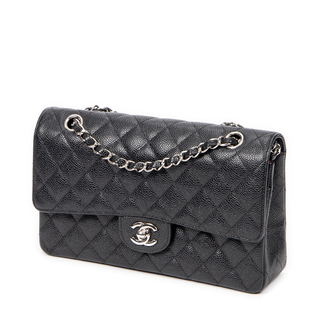 Shoulder Bag Classic Double Flap 26 Black Quilted Caviar Leather