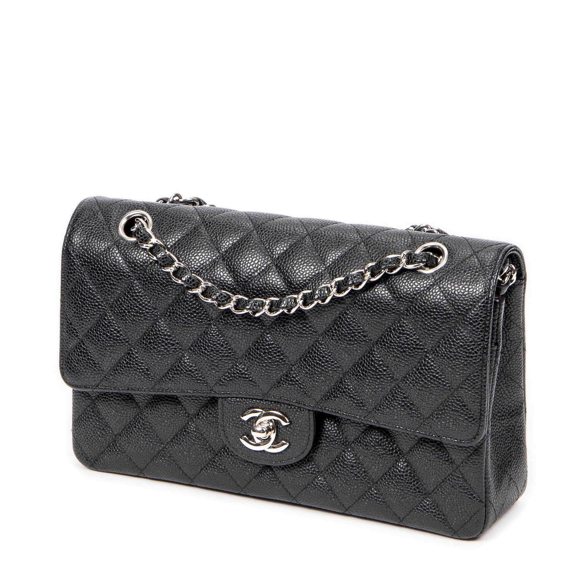 Shoulder Bag Classic Double Flap 26 Black Quilted Caviar Leather