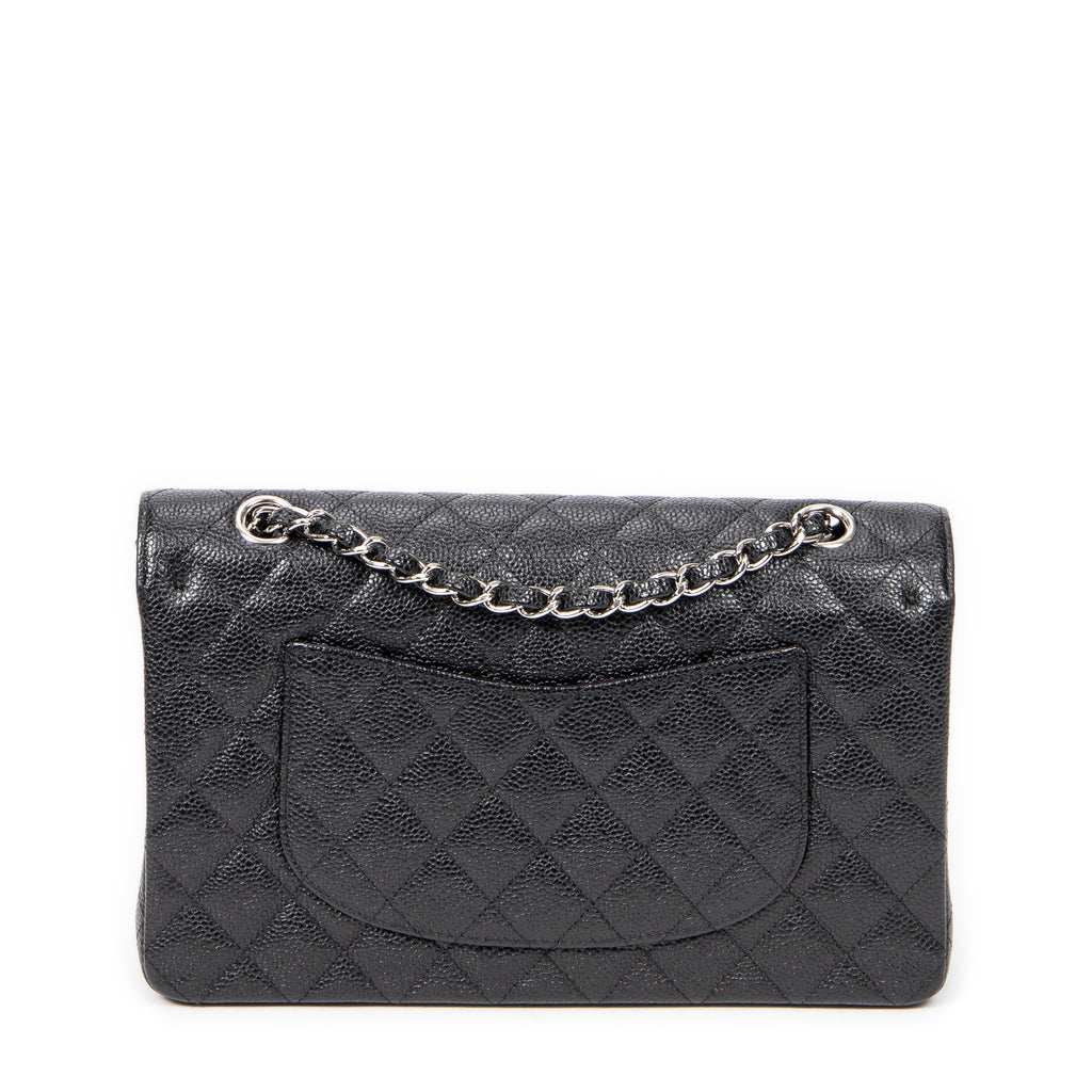 Shoulder Bag Classic Double Flap 26 Black Quilted Caviar Leather