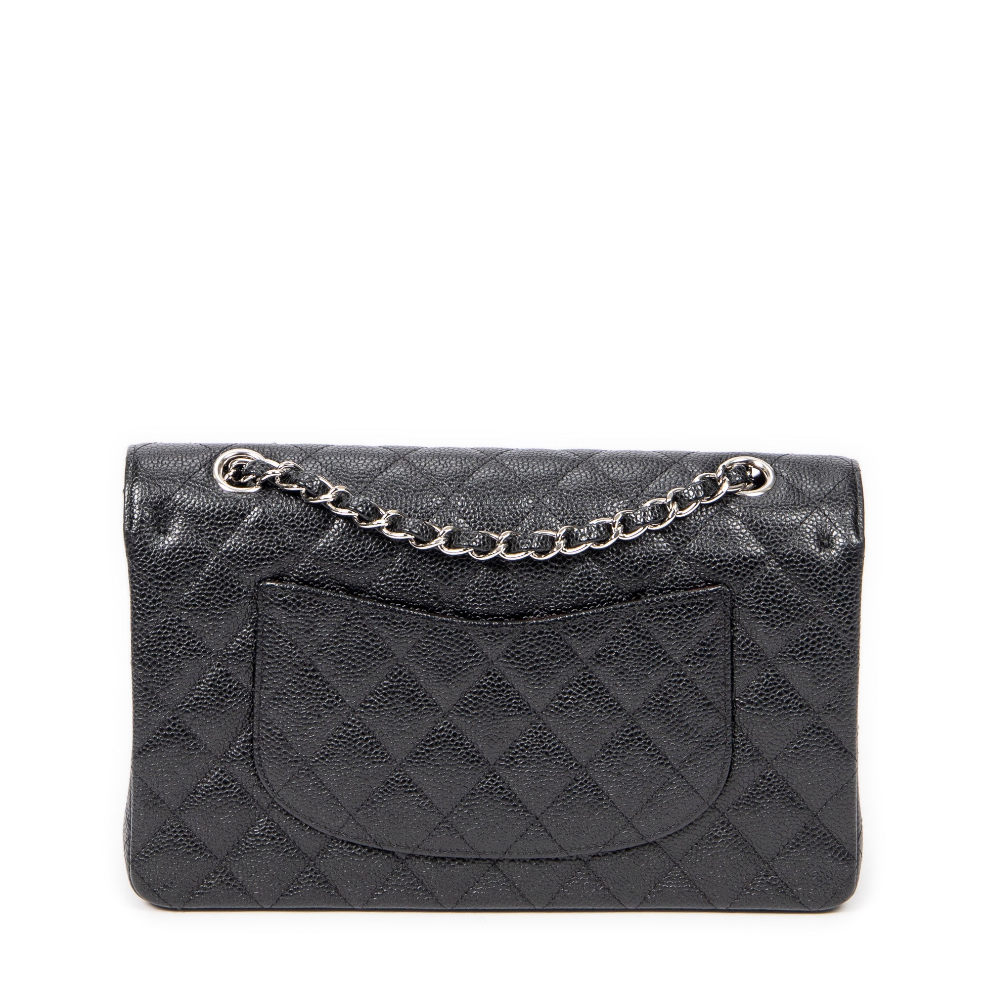 Shoulder Bag Classic Double Flap 26 Black Quilted Caviar Leather