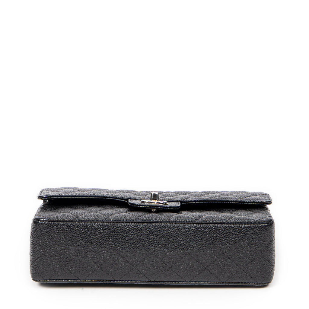 Shoulder Bag Classic Double Flap 26 Black Quilted Caviar Leather