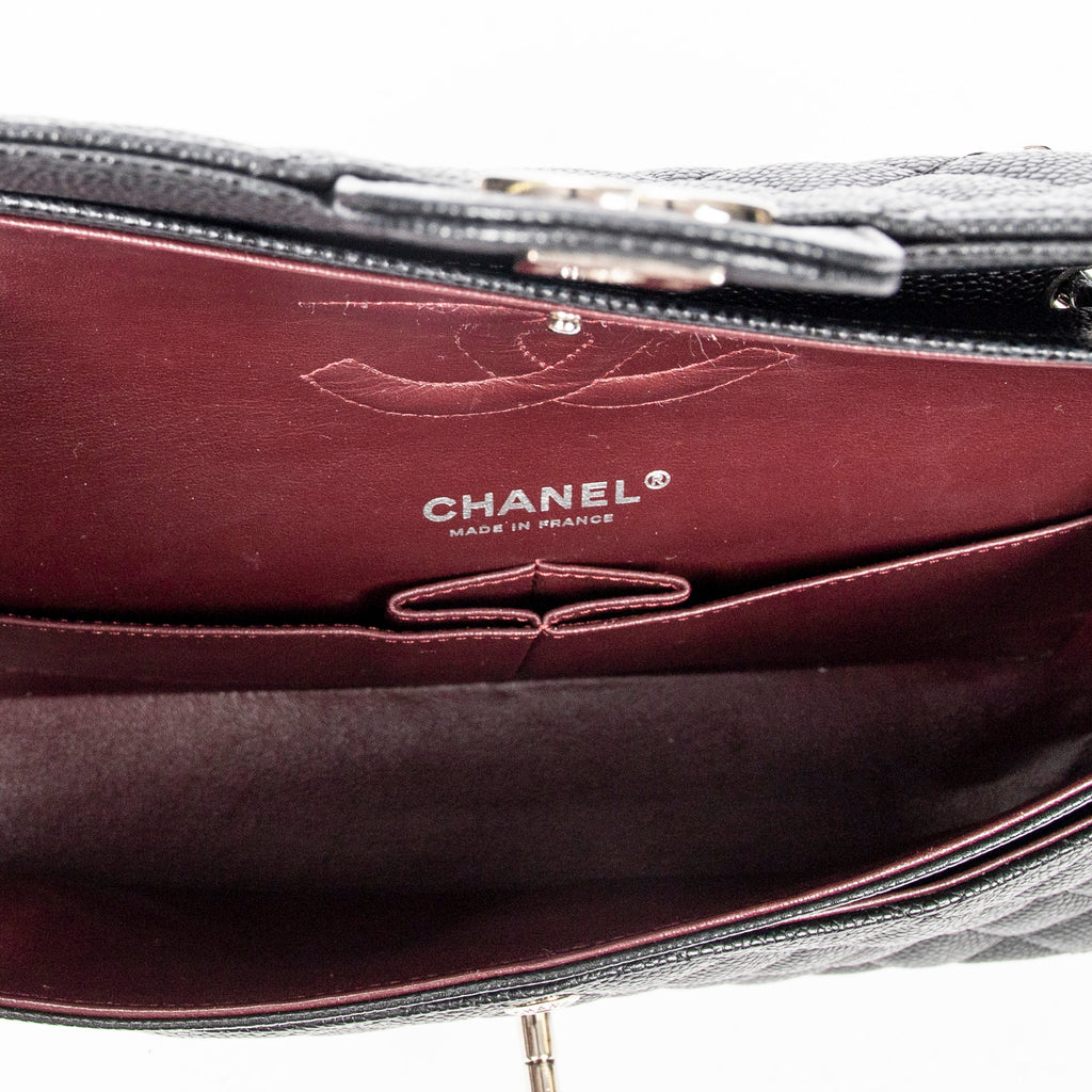 Shoulder Bag Classic Double Flap 26 Black Quilted Caviar Leather