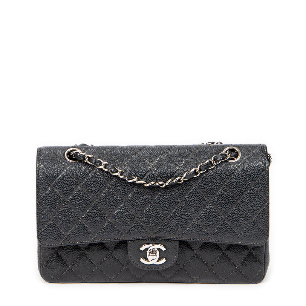 Shoulder Bag Classic Double Flap 26 Black Quilted Caviar Leather