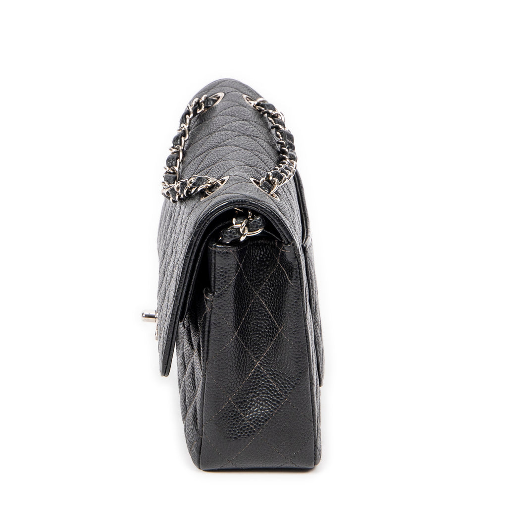 Shoulder Bag Classic Double Flap 26 Black Quilted Caviar Leather