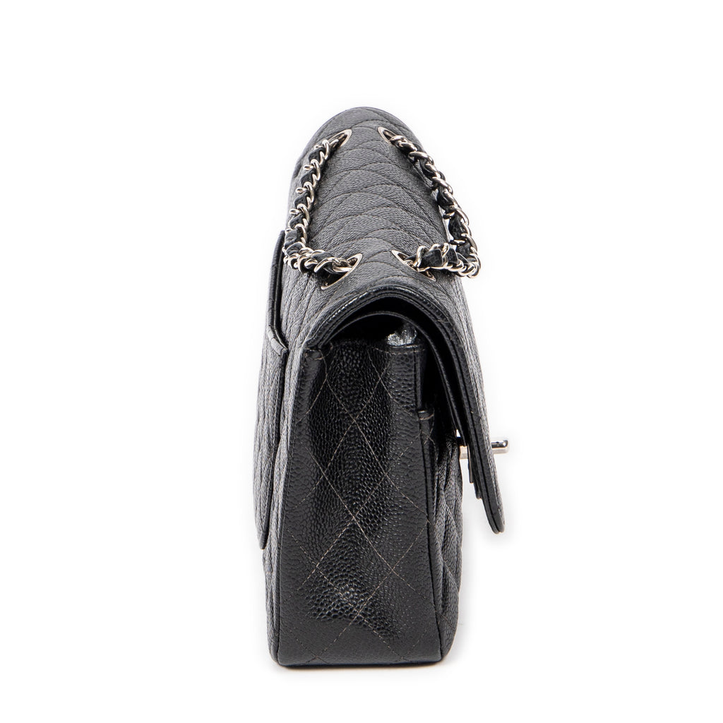 Shoulder Bag Classic Double Flap 26 Black Quilted Caviar Leather