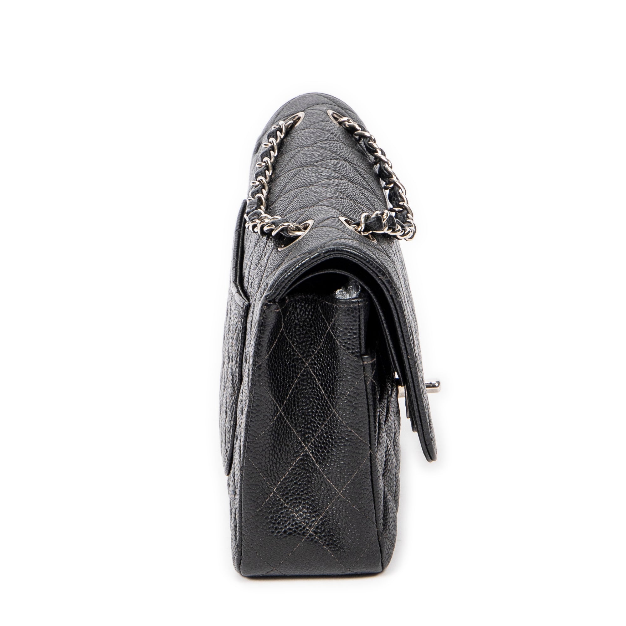Shoulder Bag Classic Double Flap 26 Black Quilted Caviar Leather